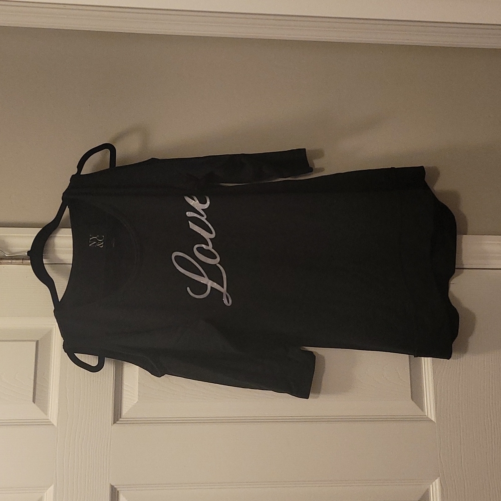 Love shoulder out long sweat shirt